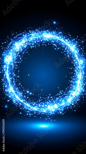 Futuristic glowing blue energy circle.