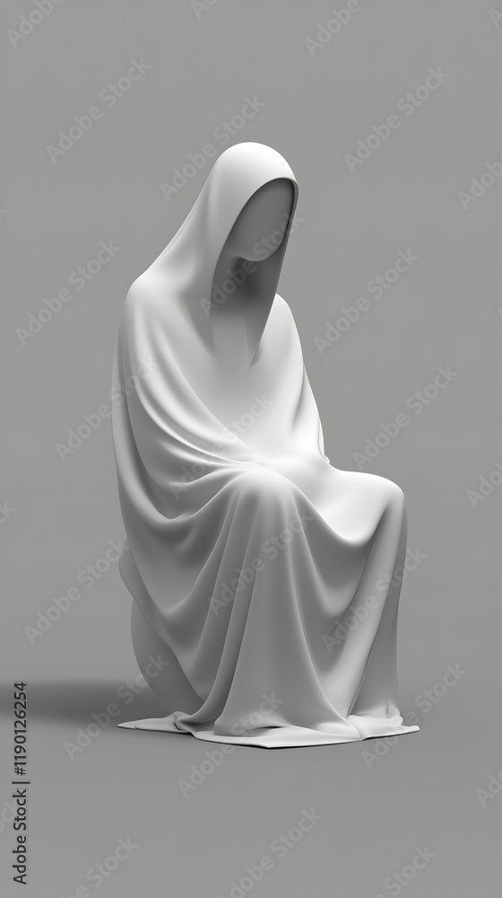 Elegant white statue of a seated figure Elegant white statue of a seated figure