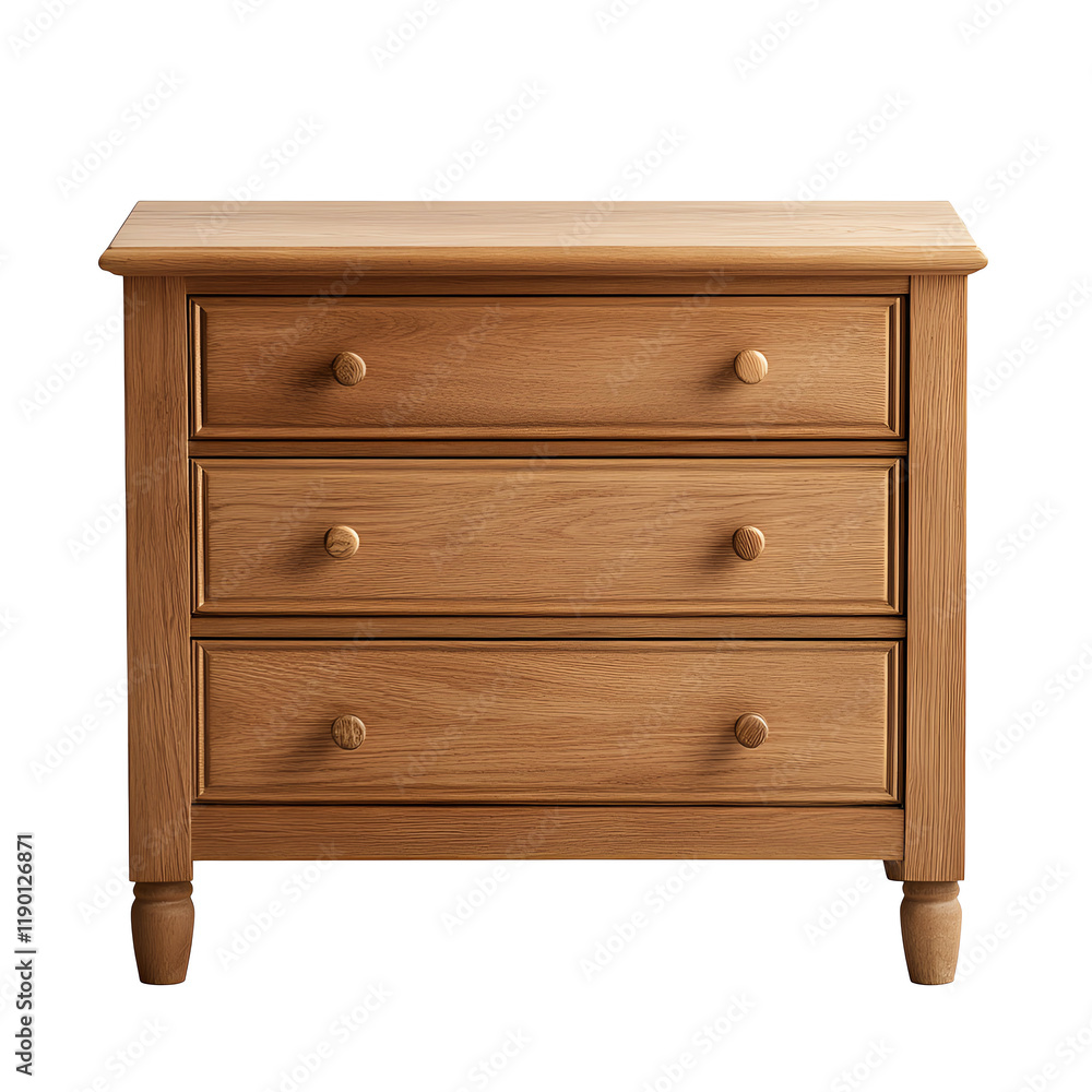 Wooden chest of drawers with three spacious drawers, natural finish. Wooden chest of drawers with three spacious drawers, natural finish.