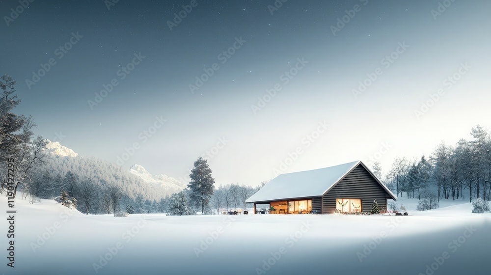 Cozy Cabin in a Snowy Winter Wonderland. Cozy Cabin in a Snowy Winter Wonderland.