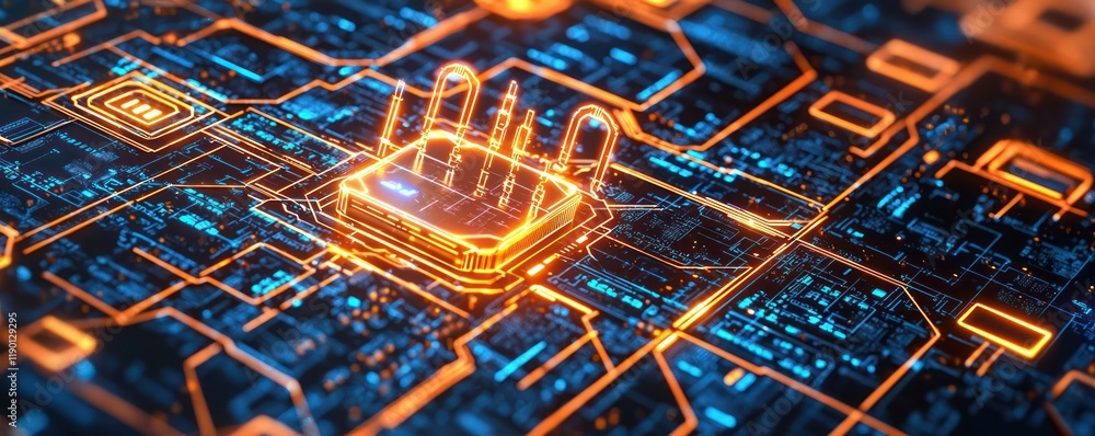 Fototapeta premium Digital fortress' security is fortified by AI's advanced cybersecurity measures.