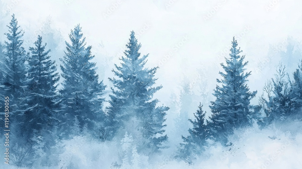Serene Winter Forest Scene In Blue Hues Serene Winter Forest Scene In Blue Hues