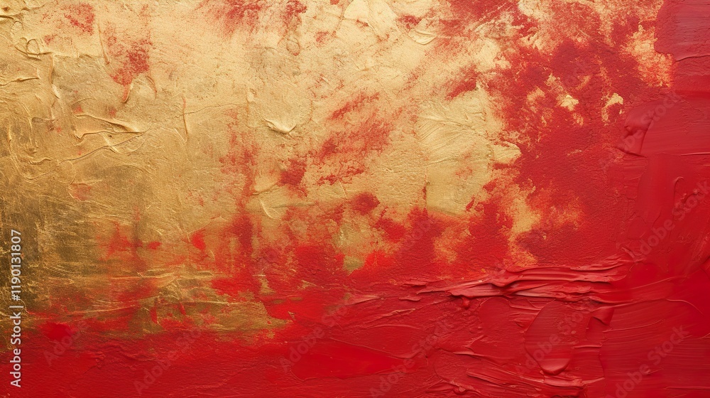 Chinese Abstract gold ink in red paper texture fat paint on surface background Flat lay top view copy space Chinese Abstract gold ink in red paper texture fat paint on surface background Flat lay top view copy space
