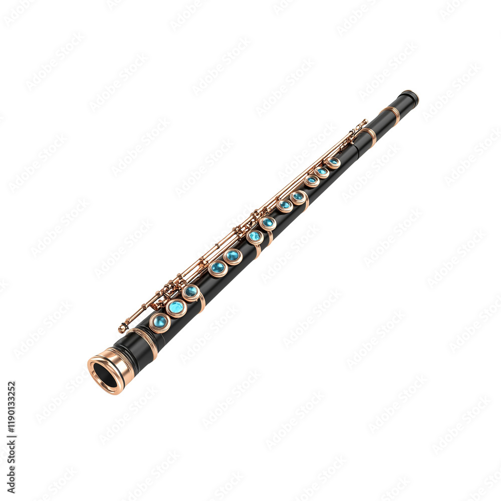 Naklejka premium Elegant Black and Rose Gold Flute with Turquoise Gems