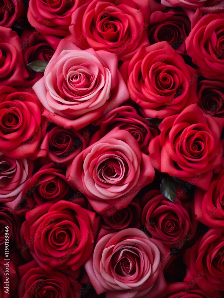 Vertical top view red and pink rose love and wedding decoration Valentines day background Vertical top view red and pink rose love and wedding decoration Valentines day background
