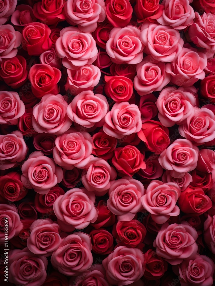 Vertical top view red and pink rose love and wedding decoration Valentines day background Vertical top view red and pink rose love and wedding decoration Valentines day background
