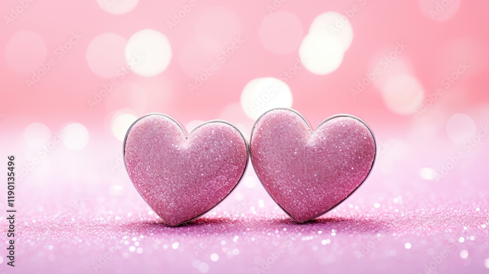 Valentines day festive background with two hearts In Shiny multicolor Background Valentine's Day glitter background Valentines day festive background with two hearts In Shiny multicolor Background Valentine's Day glitter background