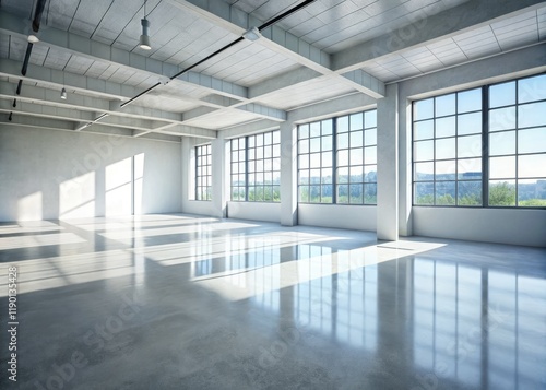 Wallpaper Mural Sterile white room, 3D render. Minimalist concrete floor, ideal photography backdrop. Torontodigital.ca