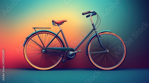 Vintage bicycle against a colorful background. photo