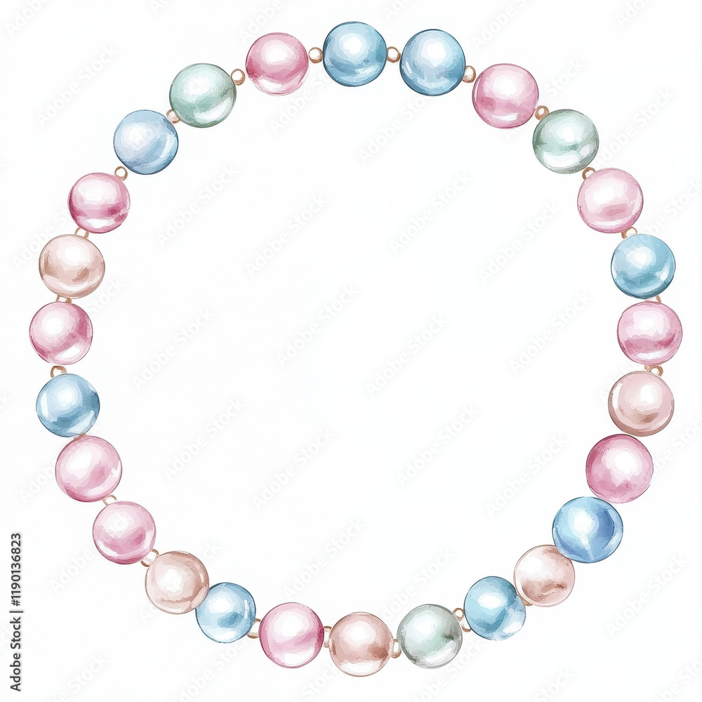 Fototapeta premium circular frame adorned with colorful pearls, showcasing luxury design and elegance