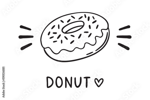 donut or doughnut doodle hand drawn icon. Outline drawing donut or doughnut line clipart symbol