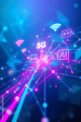 Futuristic 3D Hologram of Digital Networks and Advanced Communication Technologies