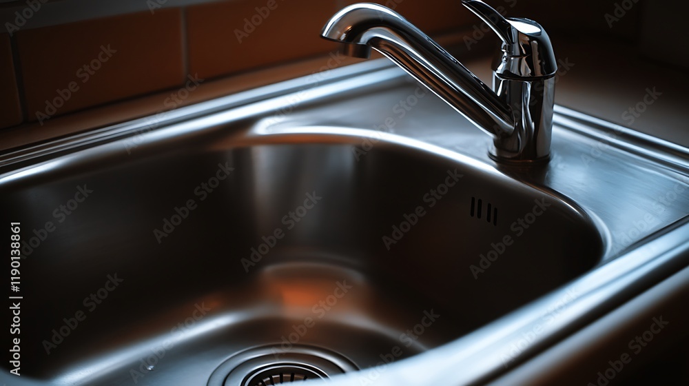Sleek Stainless Steel Kitchen Sink with Modern Faucet Sleek Stainless Steel Kitchen Sink with Modern Faucet