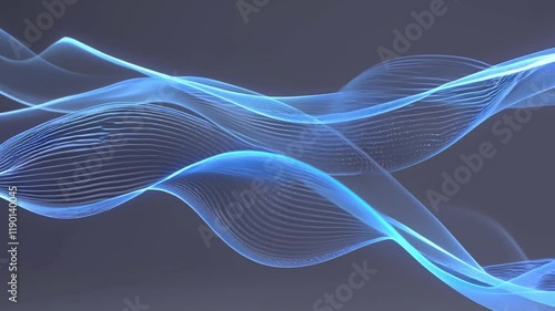 Futuristic Blue Glowing Waveform Animation with Rhythmic Flow Across Dark Background for a Modern High-Tech Digital Aesthetic