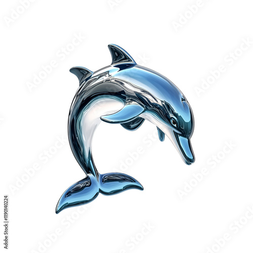 Wallpaper Mural Chrome Dolphin Leaping Aquatic Elegance in Metallic Blue Torontodigital.ca