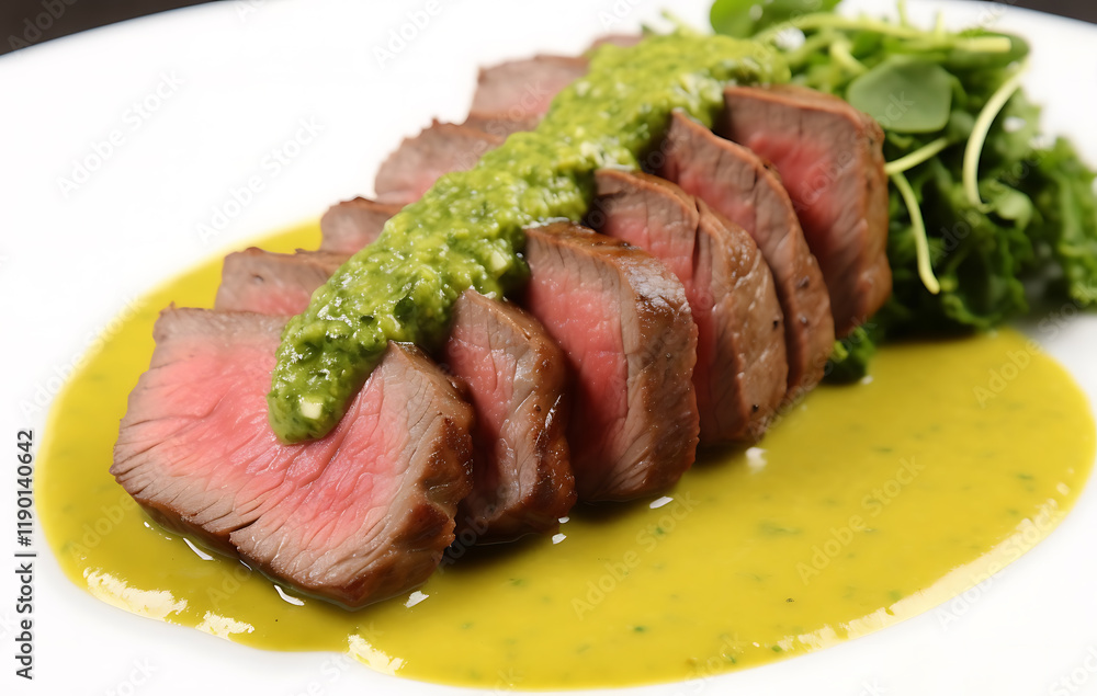 Grilled beef steak with close-up of ingredients for a delicious barbecue meal.

