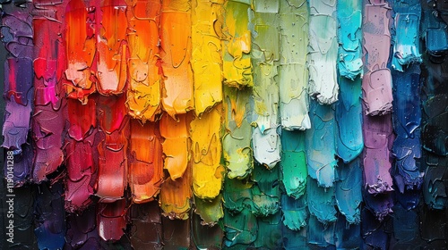 A striking display bold colors blends together, with layered textures and strokes that evoke a sense of movement and emotion. This piece invites viewers into colorful journey. National Freedom Day.