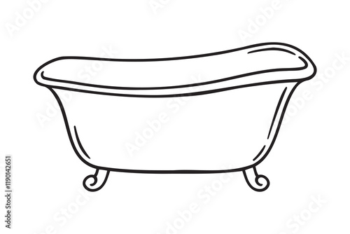 Bathtub or bathroom doodle hand drawn icon. Outline drawing bathtub or bathroom line clipart symbol