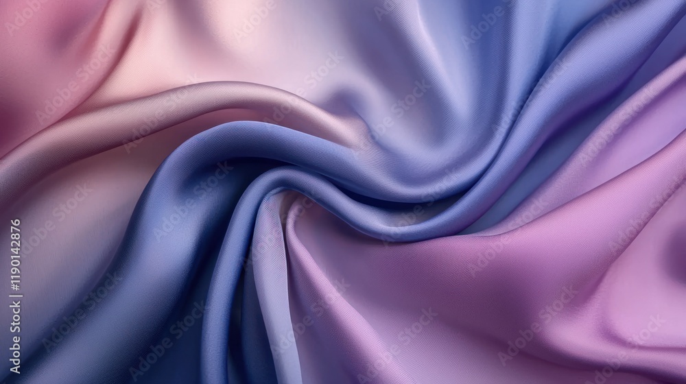 A stunning gradient of dark blue, purple, and pink silk satin fabric, flowing in silky smooth folds, perfect for an abstract and elegant background with room for design elements. A stunning gradient of dark blue, purple, and pink silk satin fabric, flowing in silky smooth folds, perfect for an abstract and elegant background with room for design elements.