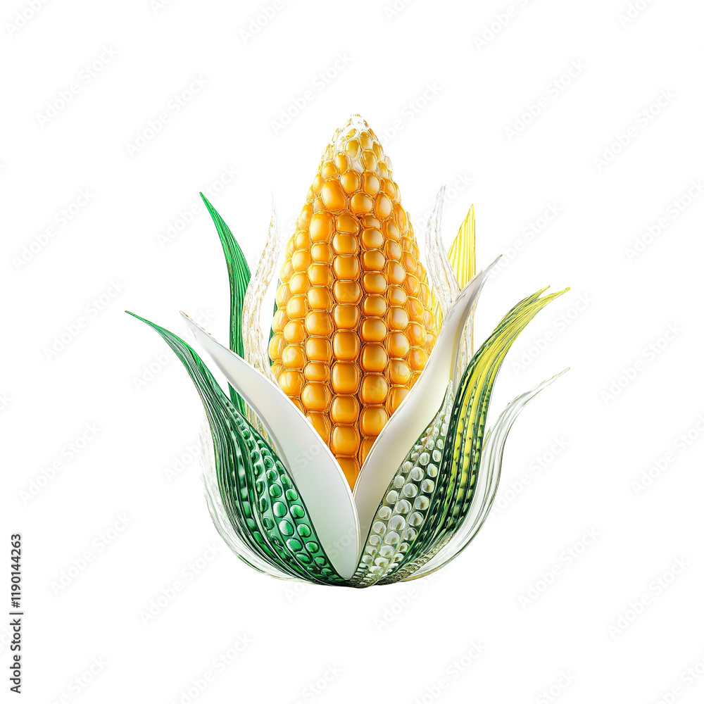 Obraz premium Vibrant 3D Render of a Single Ear of Corn