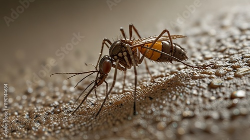 Wallpaper Mural A mosquito is observed closely as it moves across sandy ground showcasing intricate details of its body and wings while illuminated by soft sunlight Torontodigital.ca
