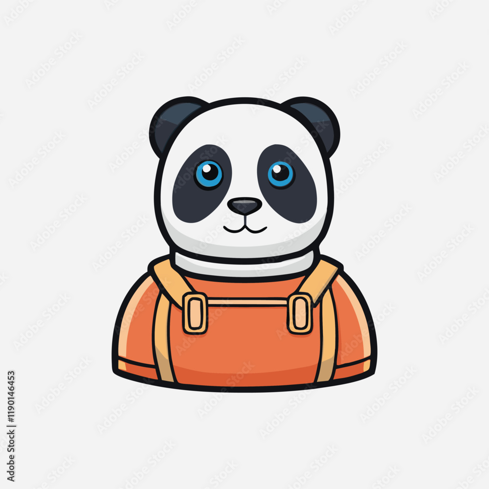 Panda animal wearing an astronaut costume Vector Hand Drawn Illustration Isolated On Transparent Background