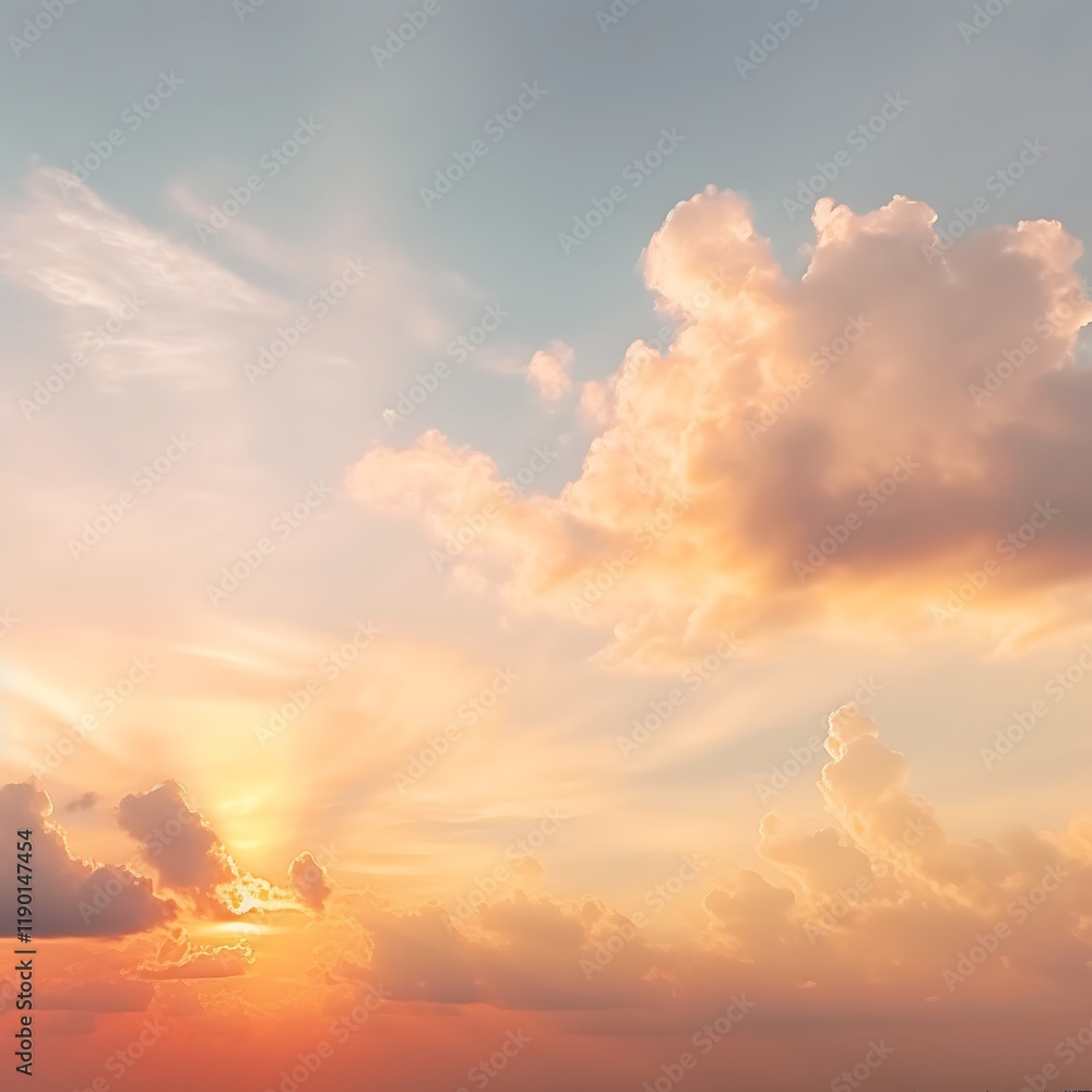 Fototapeta premium Golden Sunset Cloudscape Scenic Sky View