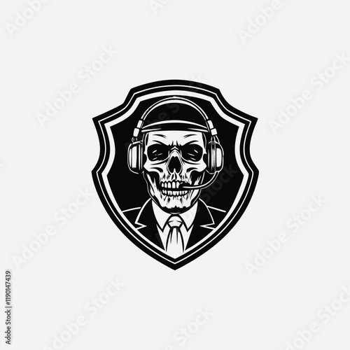 Black silhouette Cute Skull Music Mascot Logo vector icon illustration, skull headphone logo vector cartoon illustration isolated on white background Free Download Black silhouette Cute Skull Music Mascot Logo vector icon illustration, skull headphone logo vector cartoon illustration isolated on white background - GFXLoad