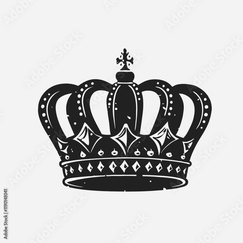 Set of crown silhouettes. Simple dark icons with crowns of kings, princes, monarchs and queens. Luxury royal tiaras with precious stones Black silhouette design