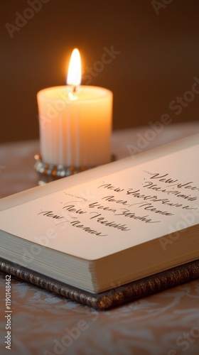 Candlelit wishes in elegant journal