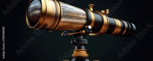 Antique Brass Telescope Displayed Elegantly Against a Dark Background for Education or Decor