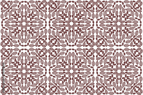 Geometric style leaf motif with an elegant dark brown color. This design has a symmetrical pattern and tight details, giving a natural aesthetic impression and is suitable for various decorative.