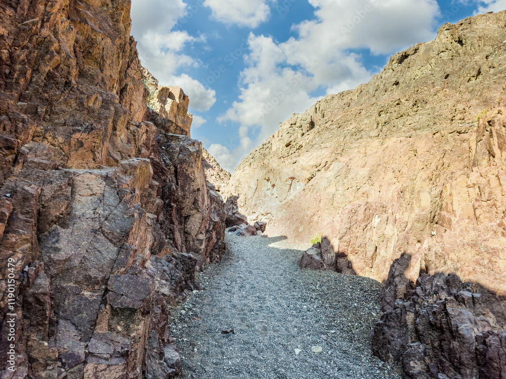 Indescribable  splendor of the mountains in Red Canyon Nature Reserve near the Eilat city in southern Israel