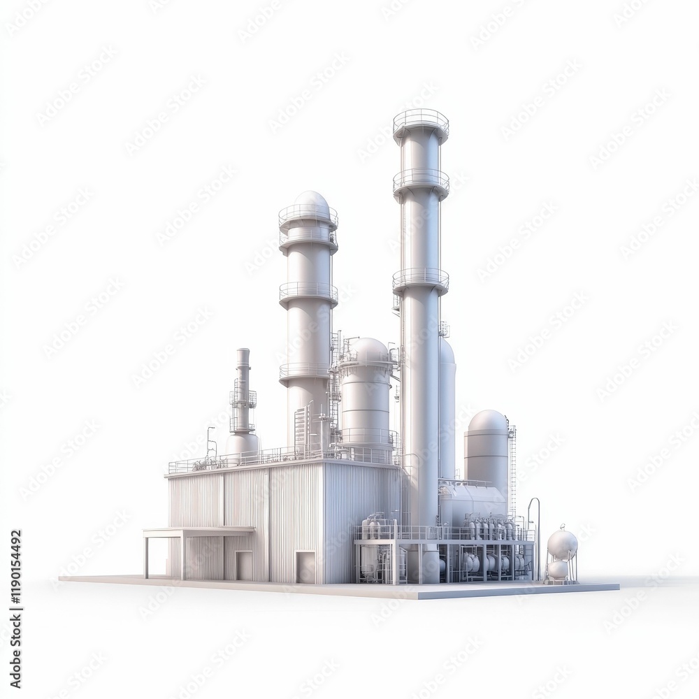 Obraz premium Modular refinery unit expansion design illustration industrial site 3d visual clean environment technical perspective innovative engineering