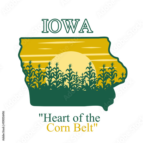 Iowa Cornfield Retro Design Perfect for Print, Apparel, Sticker, etc
