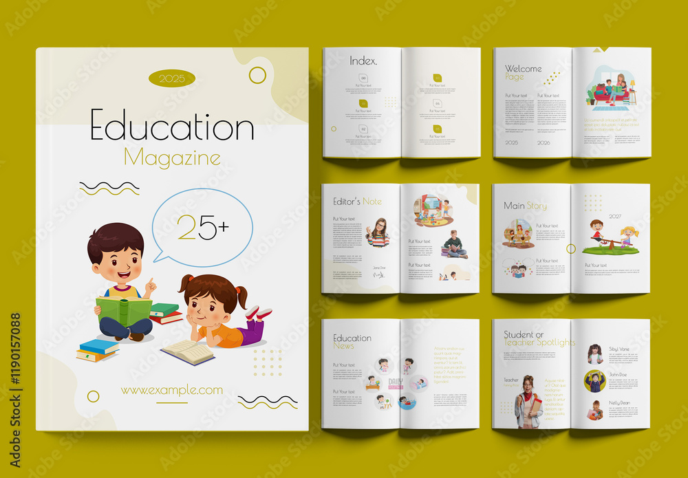 Education Magazine Layout Stock Template | Adobe Stock
