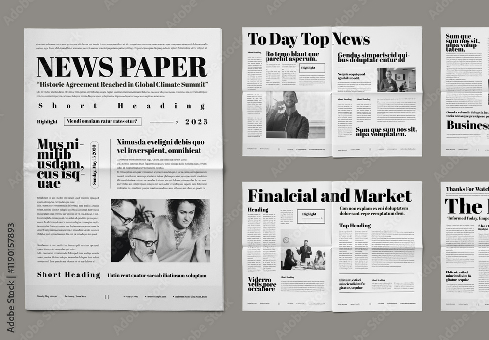 Newspaper Design Layout Stock Template | Adobe Stock