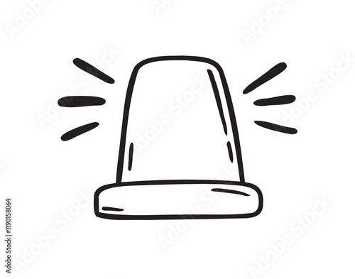 Siren light doodle hand drawn icon. Outline drawing siren light line clipart symbol