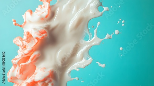 Abstract Milk Splash with Coral Accents photo