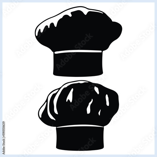 Chef hat silhouette, Chef cap vector Illustration