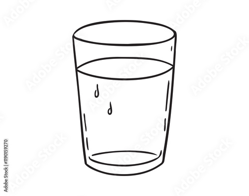 glass of water doodle hand drawn icon. Outline drawing glass of water line clipart symbol