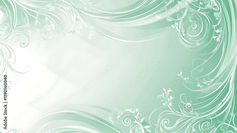Elegant Green Floral Swirls Background Design Elegant Green Floral Swirls Background Design