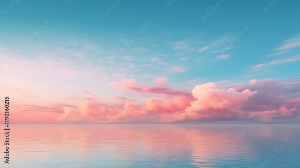 Fototapeta premium Pink Clouds Reflecting on Calm Ocean Water