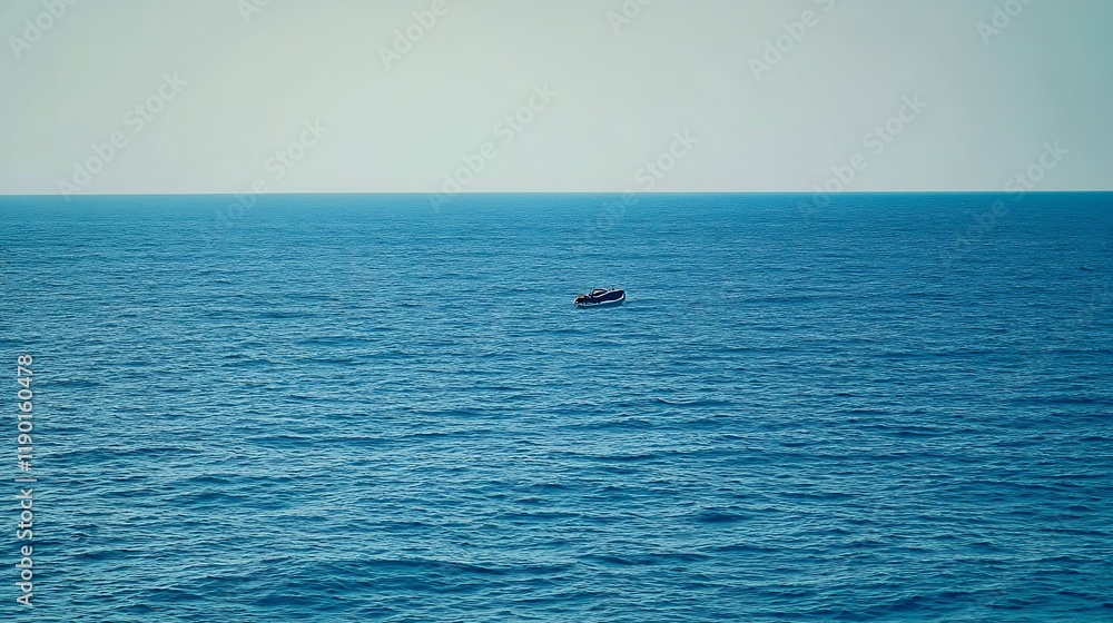 Solitary Boat on a Vast Ocean Surface Solitary Boat on a Vast Ocean Surface
