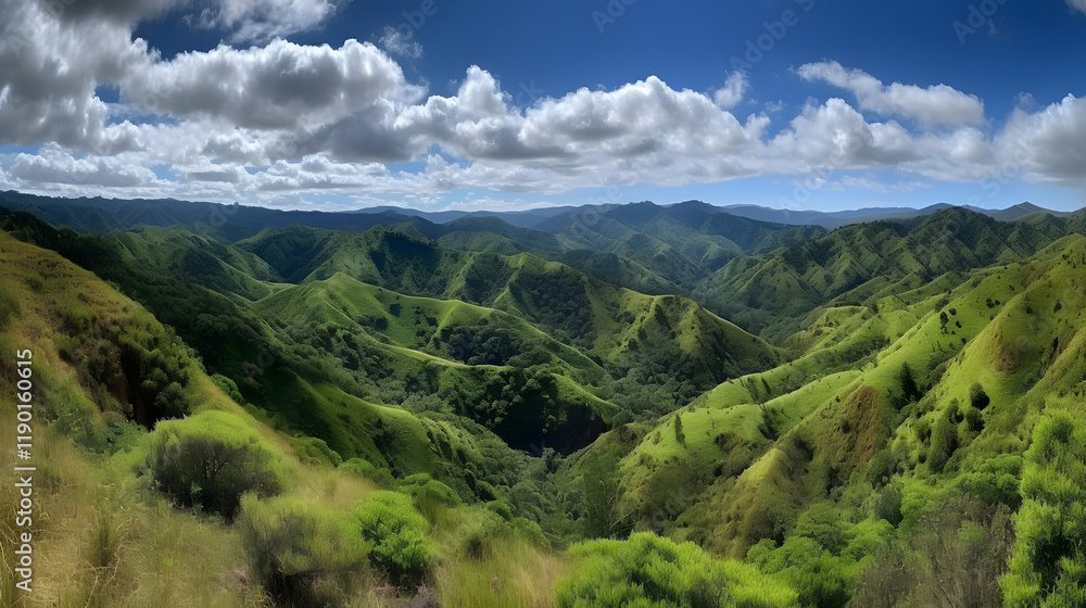 Fototapeta premium a view of a mountain range with a blue sky