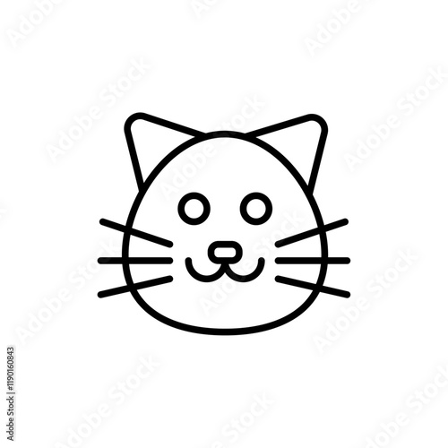 Cat icon Outline thin set