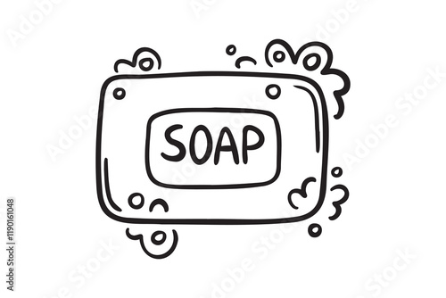 bar soap doodle hand drawn icon. Outline drawing bar soap line clipart symbol