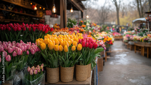 Wallpaper Mural A lively spring market with vibrant flower displays, cheerful vendors, and fresh greenery everywhere Torontodigital.ca