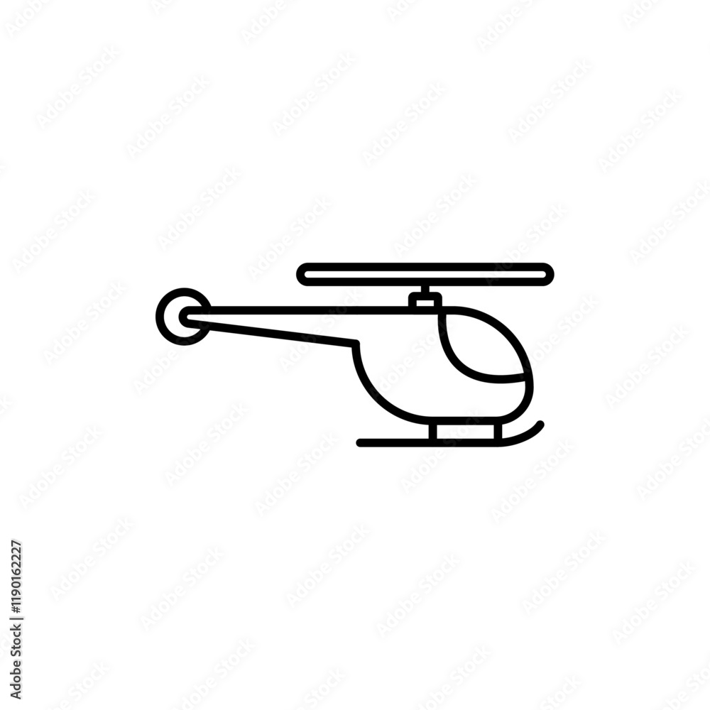 Helicopter icon Outline thin set Helicopter icon Outline thin set