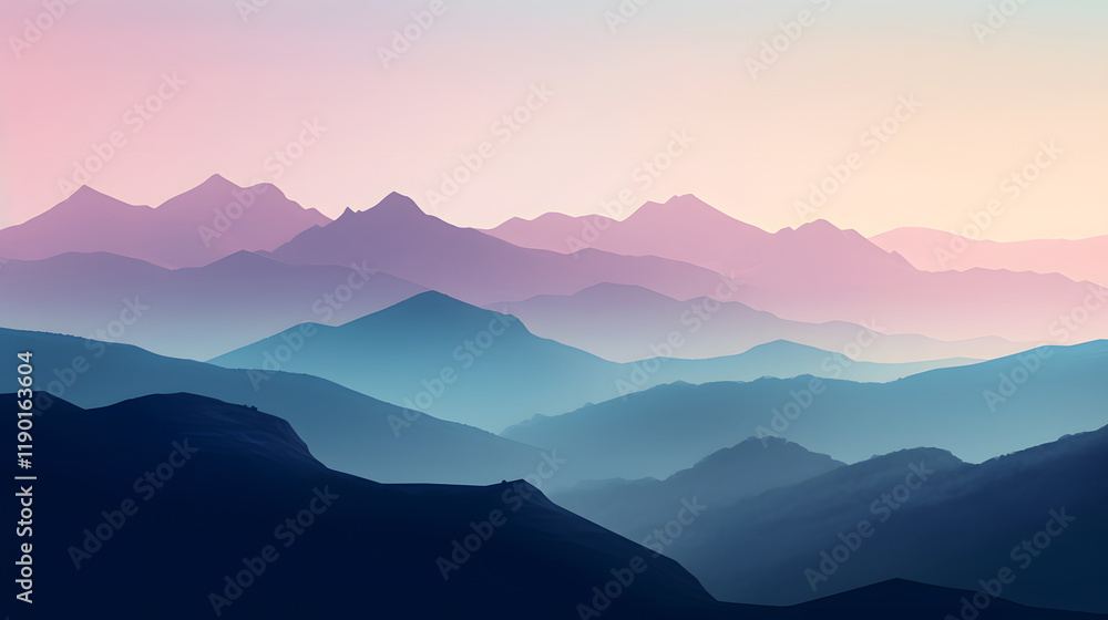 a mountain range with a pink and blue sky a mountain range with a pink and blue sky